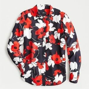 J.Crew 100% Silk Floral Button-up